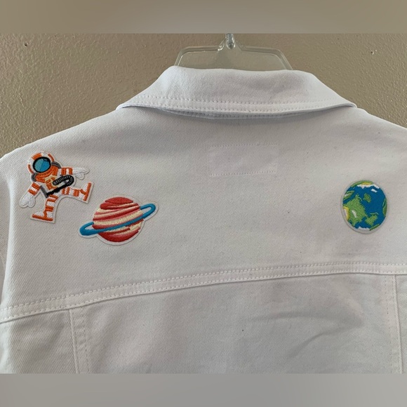 UNIQUE Custom Designed Women's White Denim Jacket Size Large - Picture 9 of 9